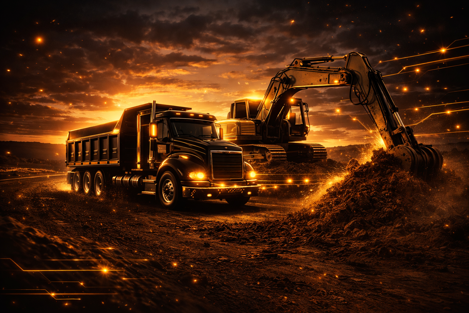 Excavator doing dirt work